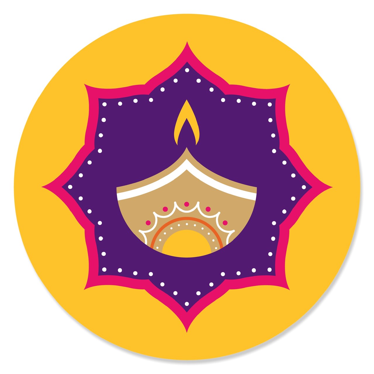 Big Dot of Happiness Happy Diwali - Festival of Lights Party Circle Sticker Labels - 24 Count